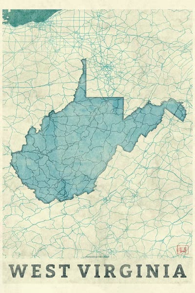 West Virginia Map by Hubert Roguski art print
