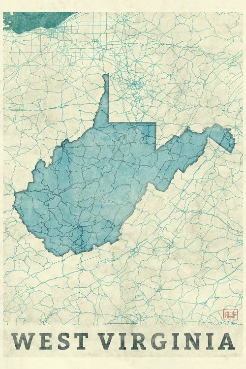 West Virginia Map by Hubert Roguski canvas print