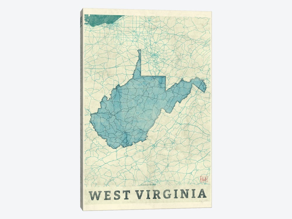 West Virginia Map by Hubert Roguski 1-piece Canvas Print