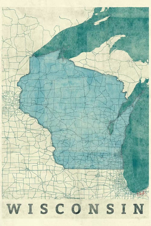 Wisconsin Map by Hubert Roguski wall art