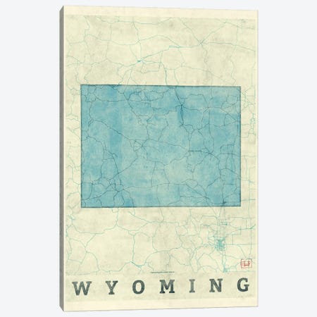 Wyoming Map Canvas Print #HUR396} by Hubert Roguski Canvas Art Print