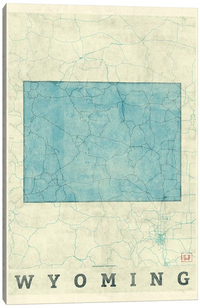 Wyoming Map Canvas Art Print - Wyoming Art