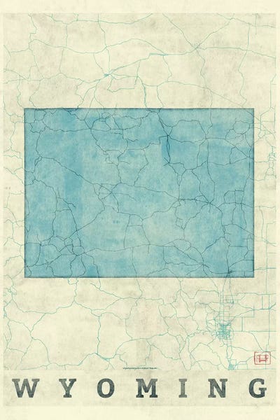 Hubert Roguski: Wyoming Map by Hubert Roguski