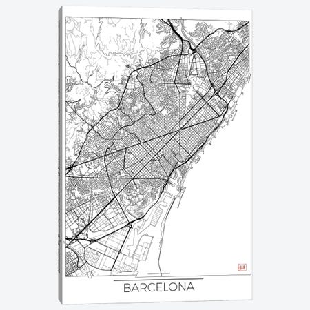 Barcelona Minimal Urban Blueprint Map Canvas Print #HUR41} by Hubert Roguski Art Print