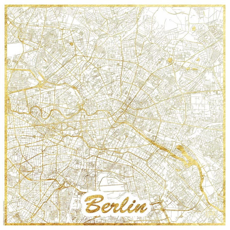 Berlin Gold Leaf Urban Blueprint Map