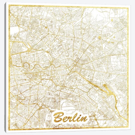 Berlin Gold Leaf Urban Blueprint Map Canvas Print #HUR45} by Hubert Roguski Canvas Wall Art