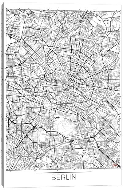 Berlin Minimal Urban Blueprint Map Canvas Art Print - Germany Art