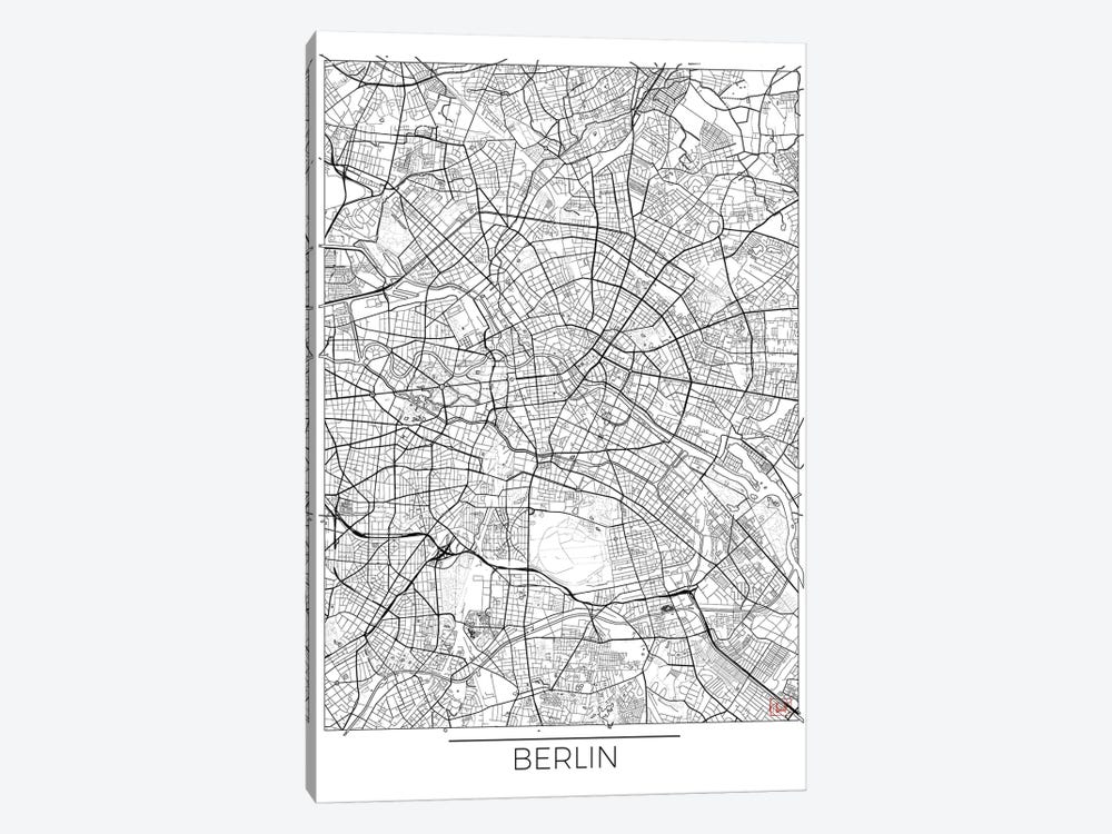 Berlin Minimal Urban Blueprint Map by Hubert Roguski 1-piece Canvas Artwork