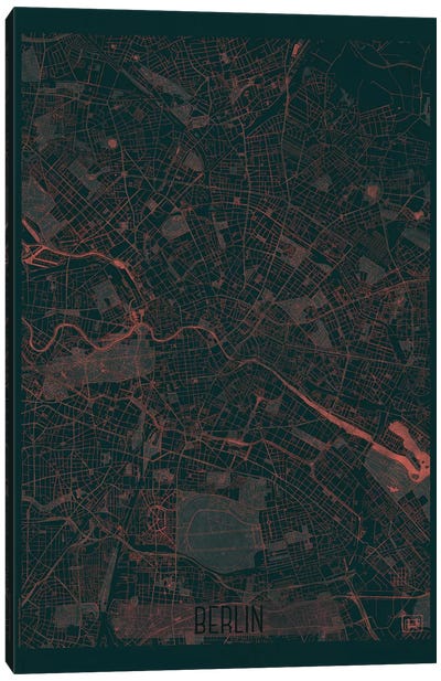 Berlin Infrared Urban Blueprint Map Canvas Art Print - Hubert Roguski