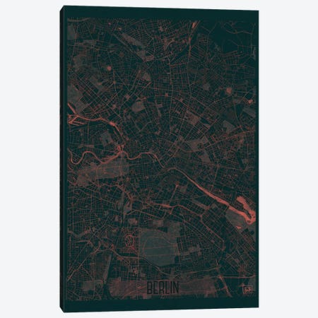 Berlin Infrared Urban Blueprint Map Canvas Print #HUR47} by Hubert Roguski Canvas Wall Art