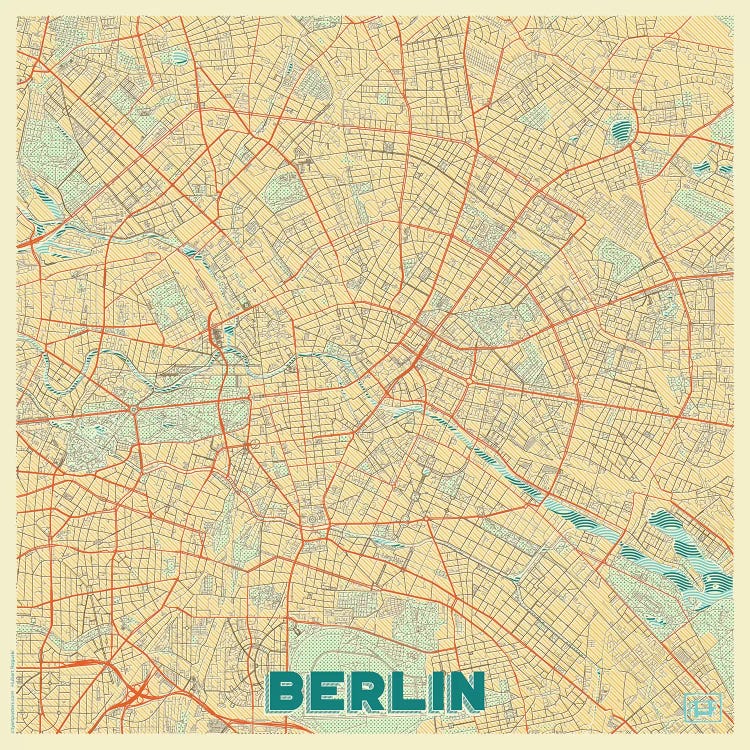 Berlin Retro Urban Blueprint Map