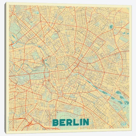 Berlin Retro Urban Blueprint Map Canvas Print #HUR48} by Hubert Roguski Canvas Art Print