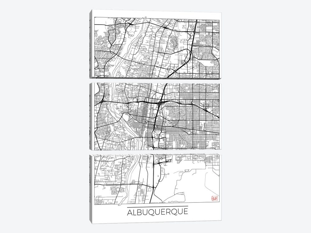 Albuquerque Minimal Urban Blueprint Map 3-piece Art Print