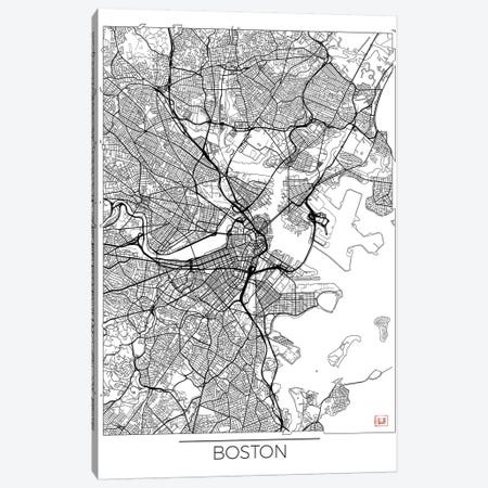 Boston Minimal Urban Blueprint Map Canvas Print #HUR51} by Hubert Roguski Canvas Artwork