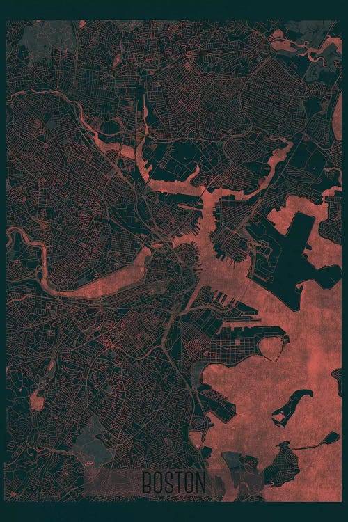 Boston Infrared Urban Blueprint Map by Hubert Roguski wall art