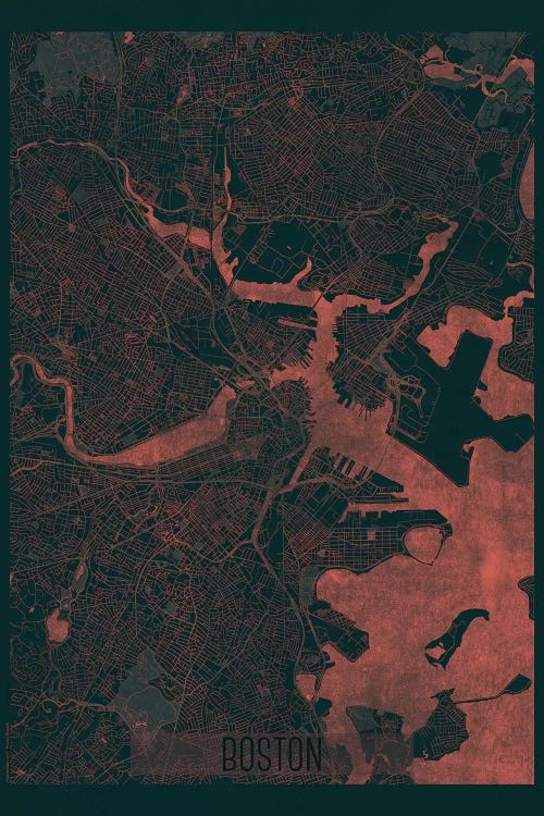 Boston Infrared Urban Blueprint Map by Hubert Roguski canvas print