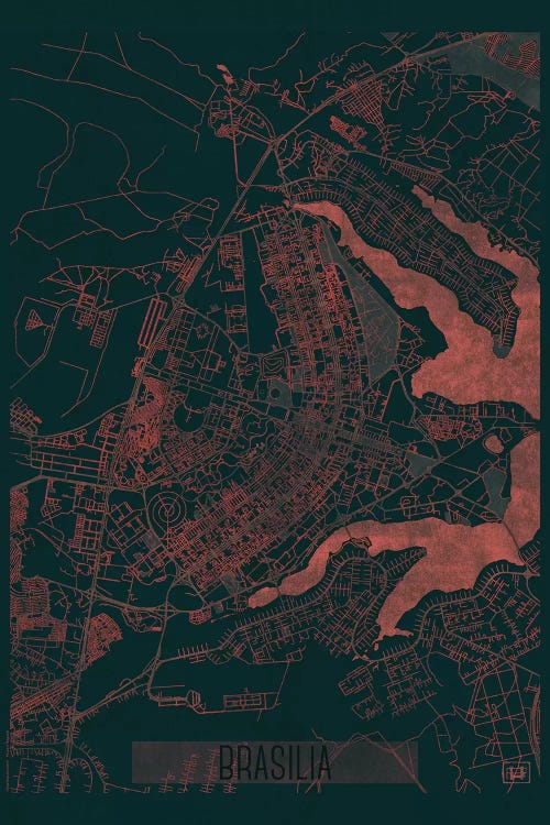 Brasilia Infrared Urban Blueprint Map