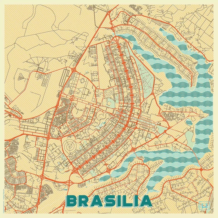 Brasilia Retro Urban Blueprint Map