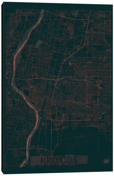 Albuquerque Infrared Urban Blueprint Map Canvas Art Print - New Mexico Art
