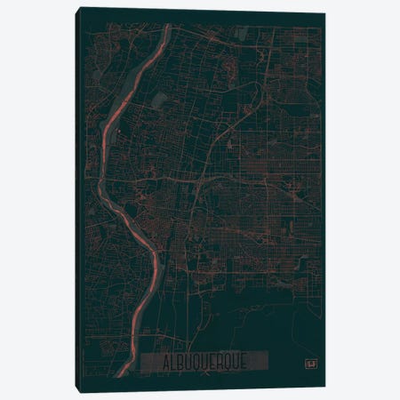 Albuquerque Infrared Urban Blueprint Map Canvas Print #HUR5} by Hubert Roguski Canvas Art Print