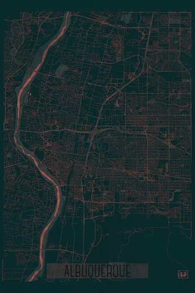 New Mexico: Albuquerque Infrared Urban Blueprint Map by Hubert Roguski
