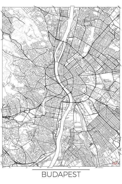 Budapest Minimal Urban Blueprint Map