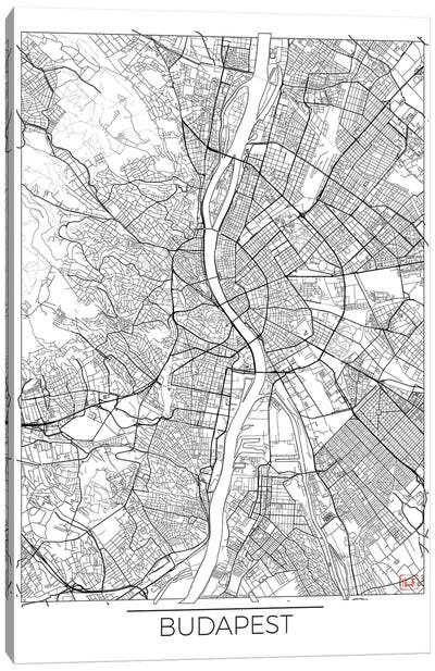 Budapest Minimal Urban Blueprint Map Canvas Art Print - Budapest Art