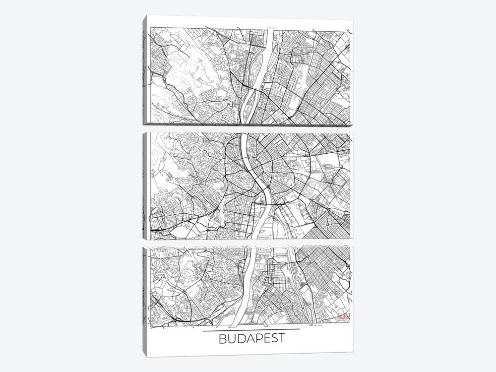 Budapest Minimal Urban Blueprint Map by Hubert Roguski 3-piece Art Print