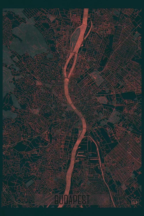 Budapest Infrared Urban Blueprint Map