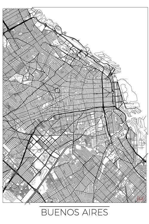 Buenos Aires Minimal Urban Blueprint Map