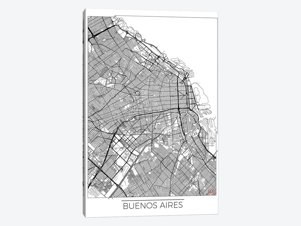 Buenos Aires Minimal Urban Blueprint Map by Hubert Roguski 1-piece Canvas Art