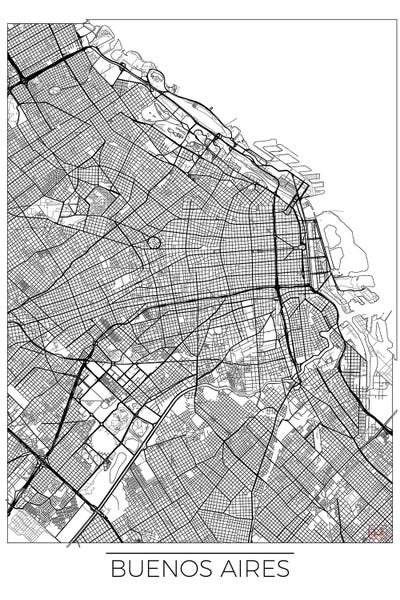 Argentina: Buenos Aires Minimal Urban Blueprint Map by Hubert Roguski