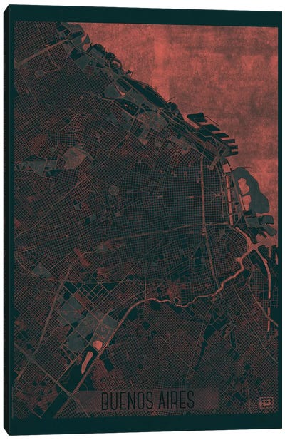 Buenos Aires Infrared Urban Blueprint Map Canvas Art Print - Buenos Aires