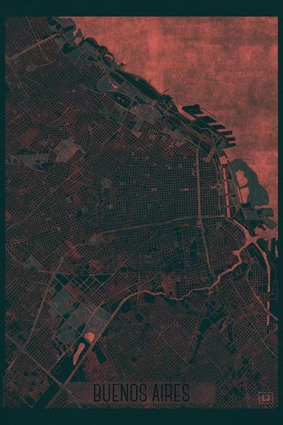 Hubert Roguski: Buenos Aires Infrared Urban Blueprint Map by Hubert Roguski