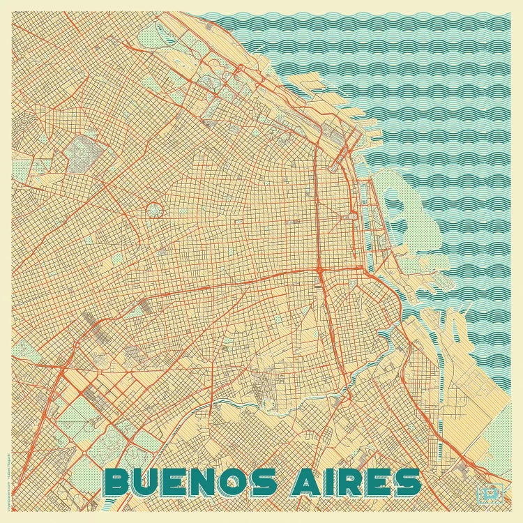 Buenos Aires Retro Urban Blueprint Map