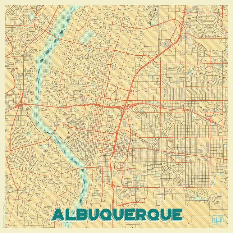 Albuquerque Retro Urban Blueprint Map