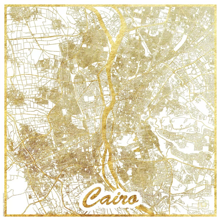 Cairo Gold Leaf Urban Blueprint Map