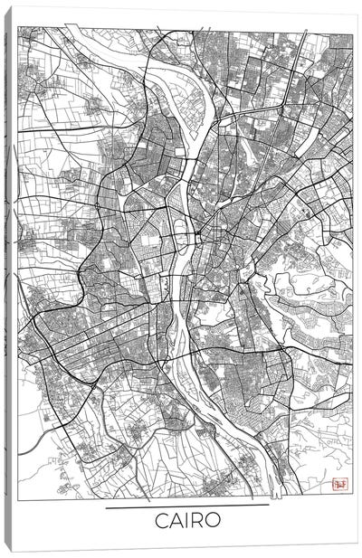 Cairo Minimal Urban Blueprint Map Canvas Art Print - Cairo