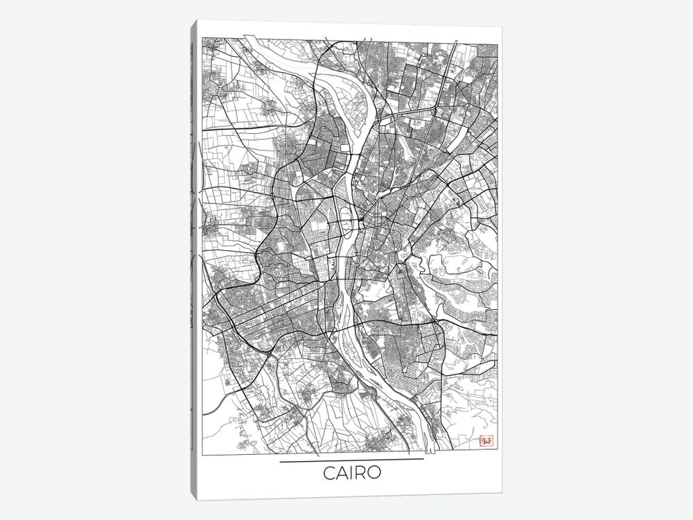 Cairo Minimal Urban Blueprint Map by Hubert Roguski 1-piece Canvas Art