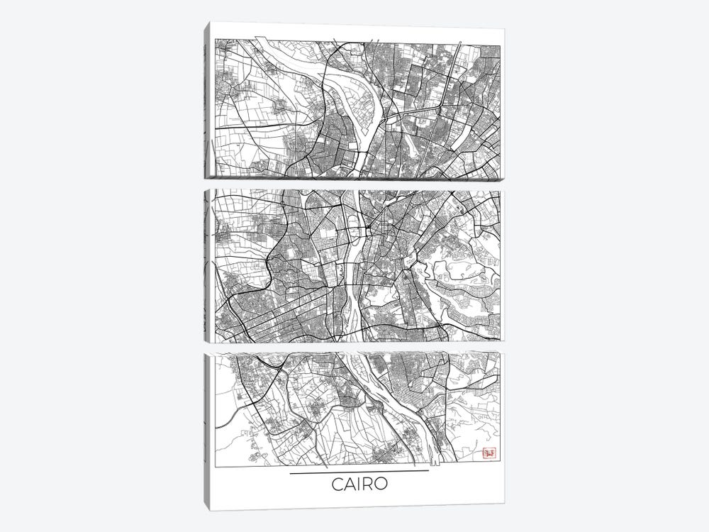 Cairo Minimal Urban Blueprint Map by Hubert Roguski 3-piece Canvas Art