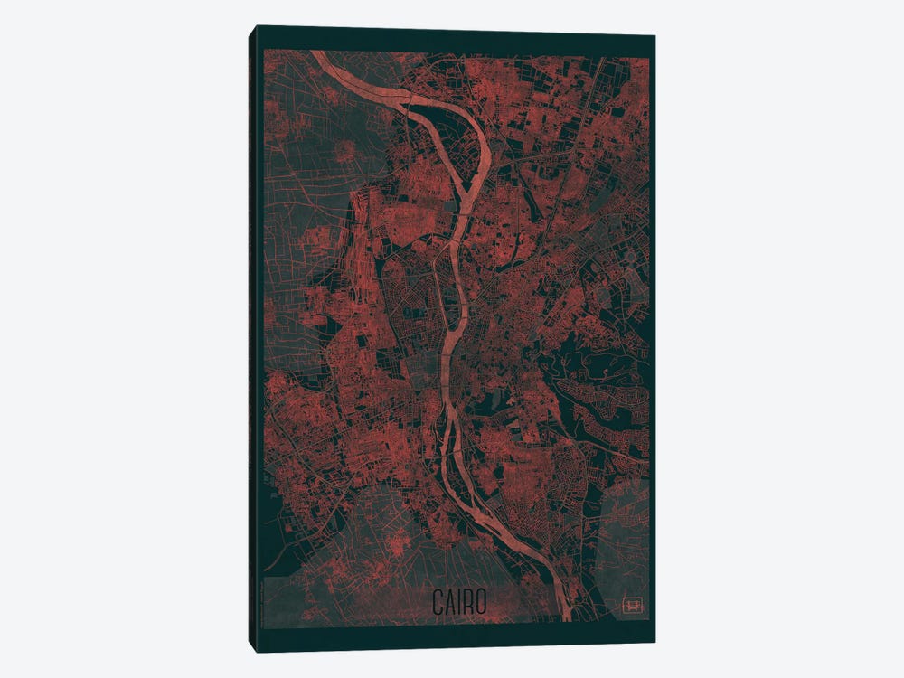Cairo Infrared Urban Blueprint Map by Hubert Roguski 1-piece Canvas Print