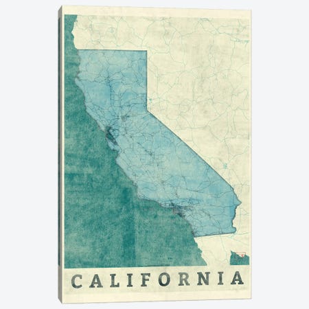 California Map Canvas Print #HUR75} by Hubert Roguski Canvas Art Print