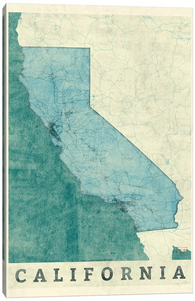 California Map Canvas Art Print - Best Selling Map Art