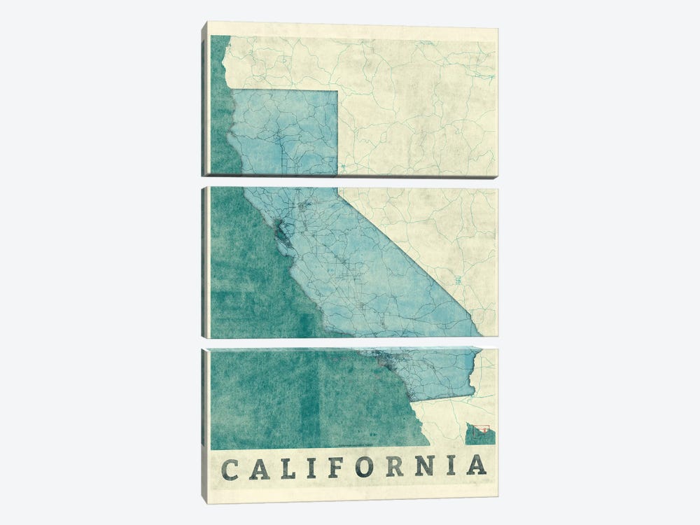 California Map by Hubert Roguski 3-piece Canvas Art
