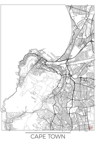 Hubert Roguski: Cape Town Minimal Urban Blueprint Map by Hubert Roguski