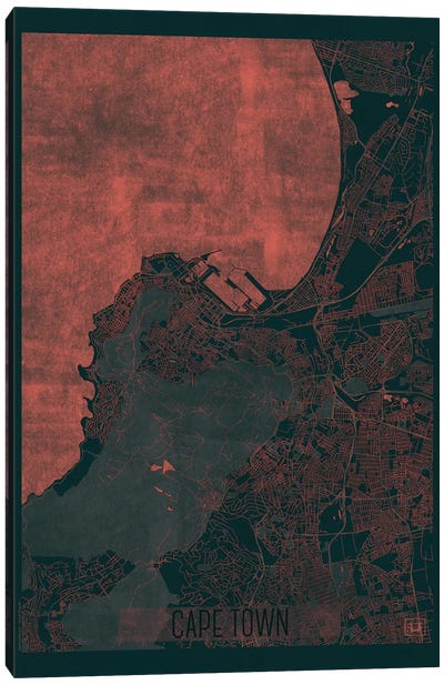 Cape Town Infrared Urban Blueprint Map Canvas Art Print - Cape Town