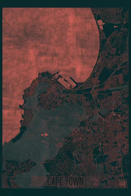 Cape Town Infrared Urban Blueprint Map