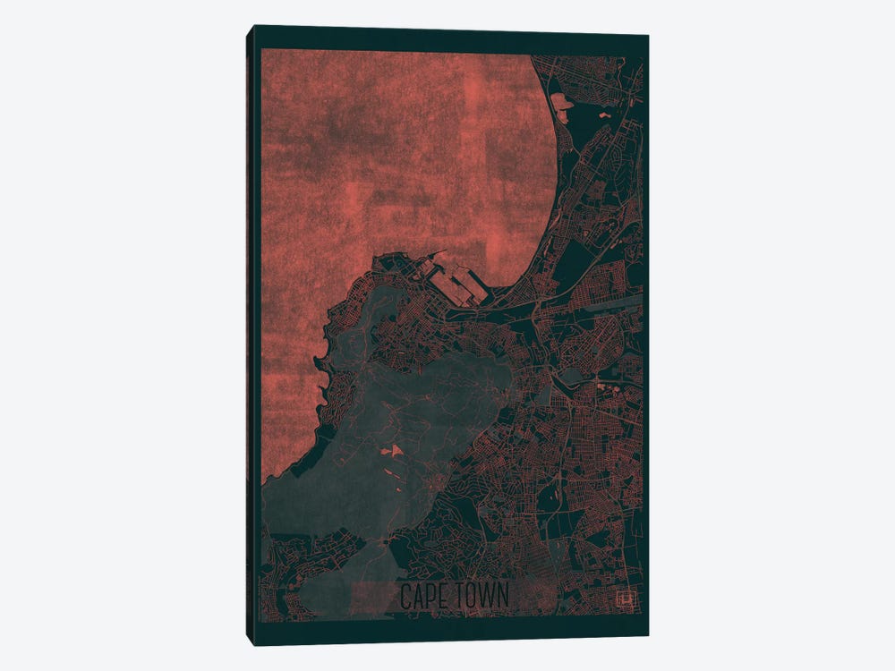 Cape Town Infrared Urban Blueprint Map by Hubert Roguski 1-piece Canvas Print