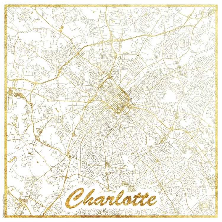 Charlotte Gold Leaf Urban Blueprint Map