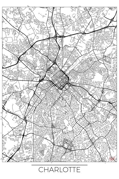 Charlotte Minimal Urban Blueprint Map